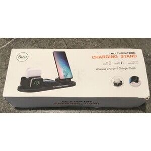 NIB 6 In 1 Multi-Function Charging Stand For iPhone iWatch Airpods/type-c Phones
